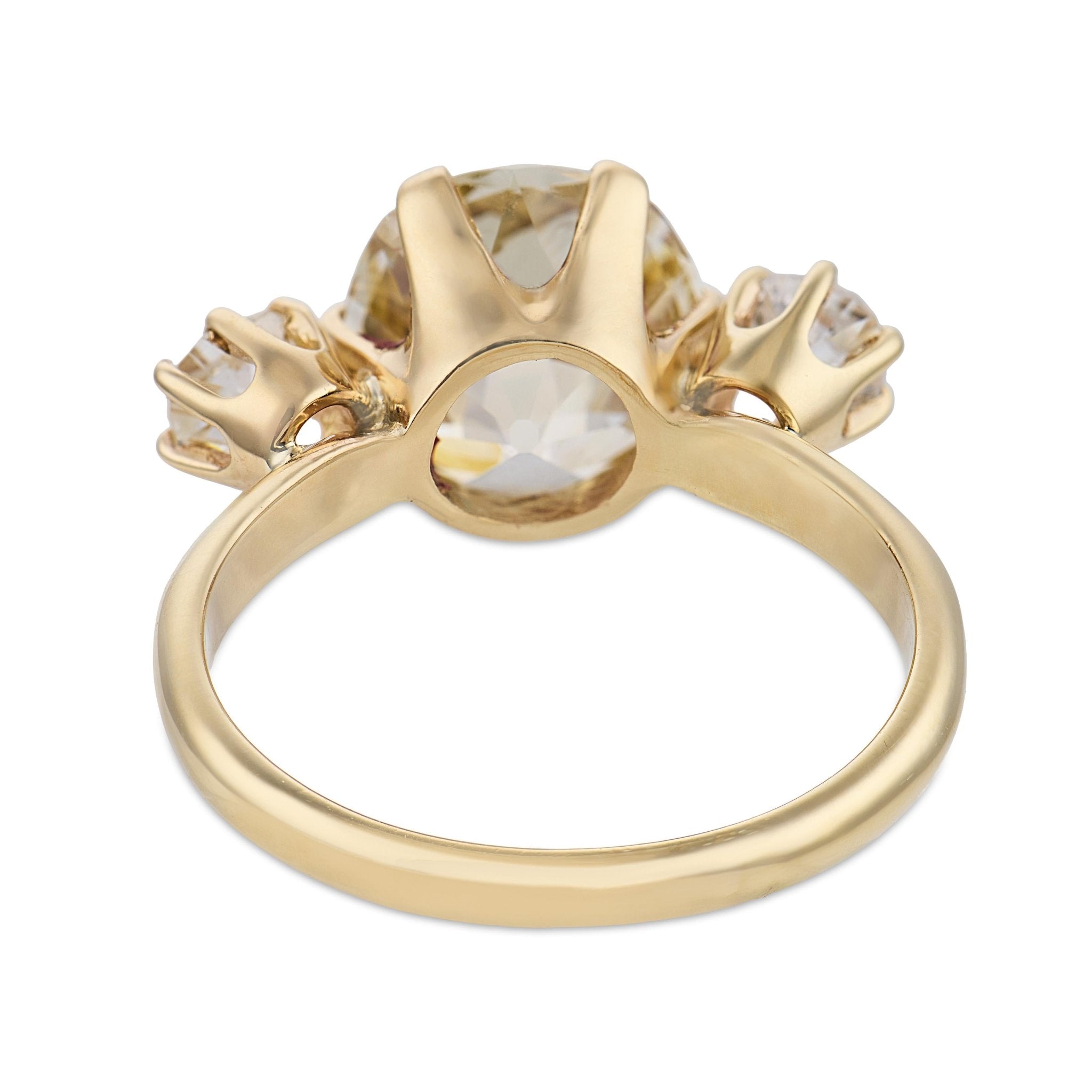 GIA 4.51 carat old mine cut diamond 18k yellow gold ring