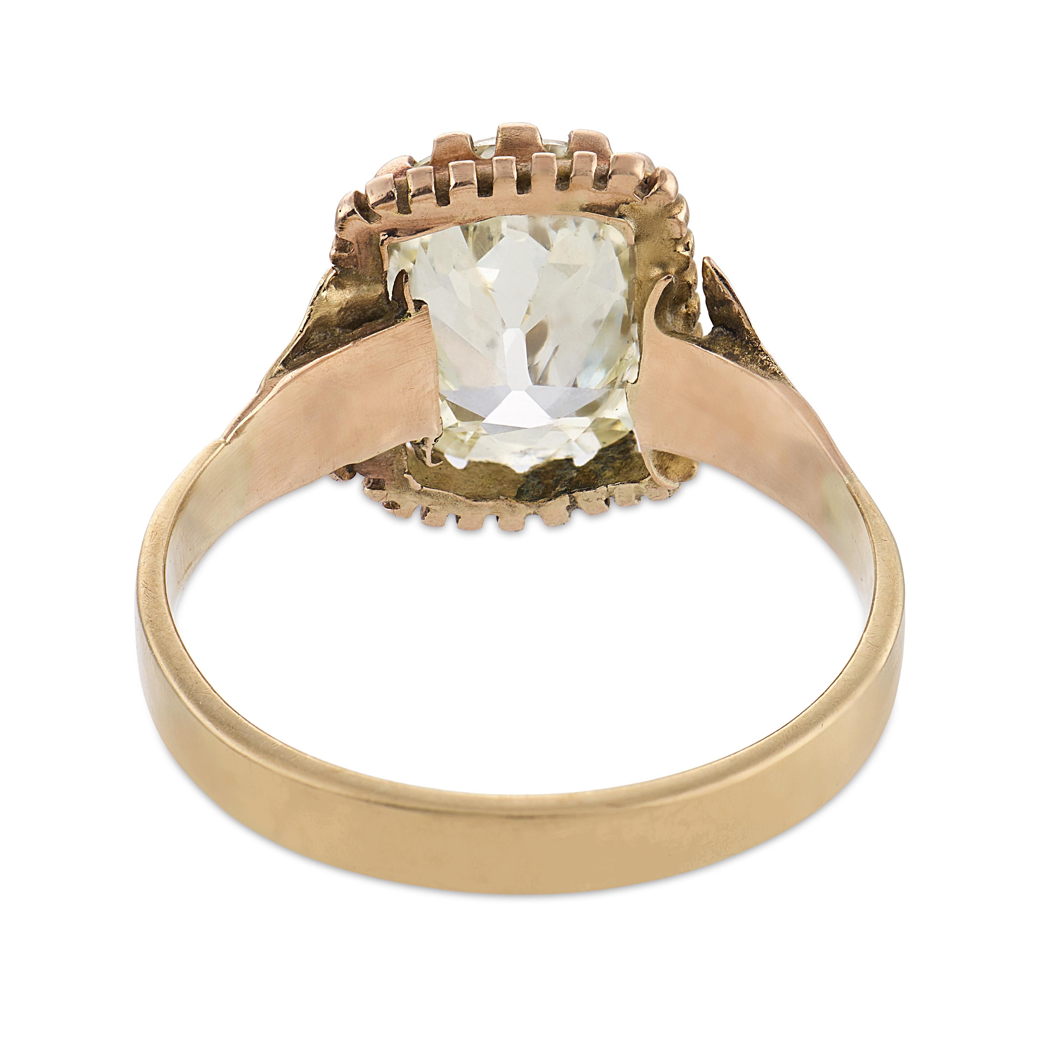 Victorian GIA 1.63 carat old mine diamond 10k yellow gold engagement ring