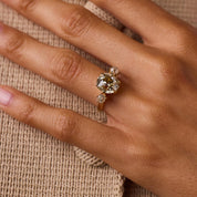 GIA 4.51 carat old mine cut diamond 18k yellow gold ring