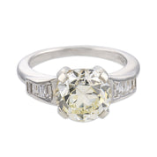 Mid Century GIA 3.05 carat old European cut diamond platinum engagement ring