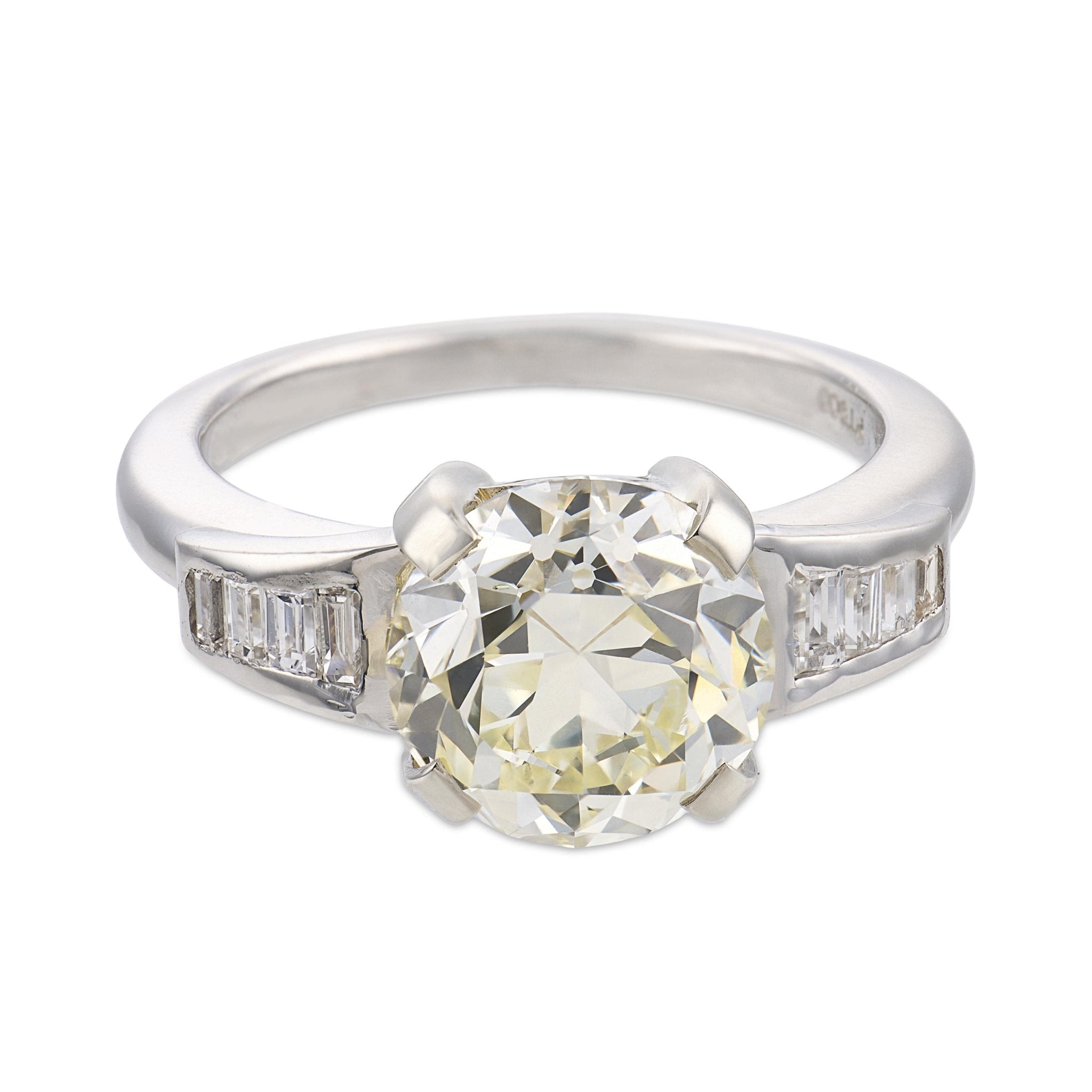 Mid Century GIA 3.05 carat old European cut diamond platinum engagement ring