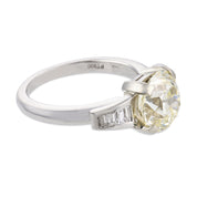 Mid Century GIA 3.05 carat old European cut diamond platinum engagement ring