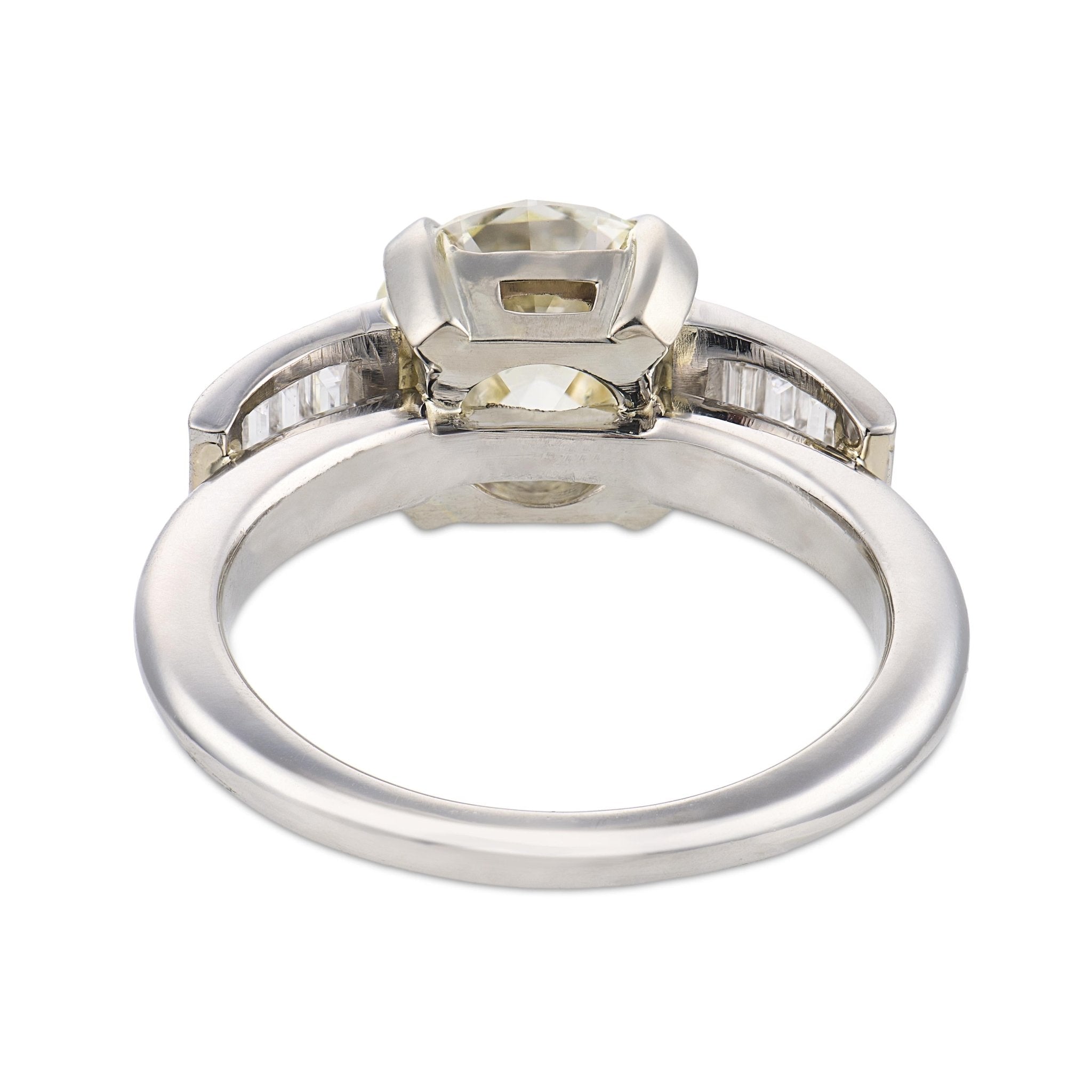 Mid Century GIA 3.05 carat old European cut diamond platinum engagement ring