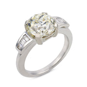 Mid Century GIA 3.05 carat old European cut diamond platinum engagement ring