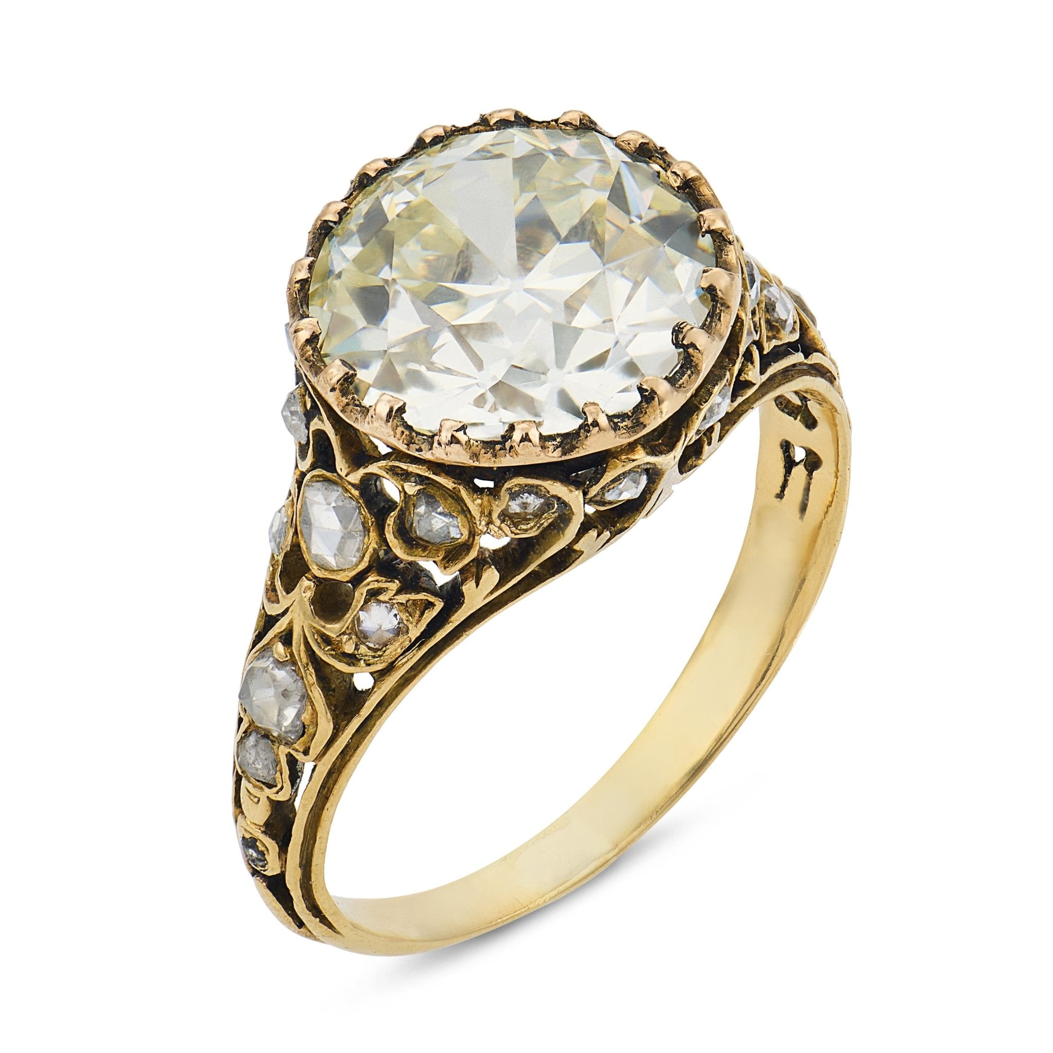 Victorian GIA 3.06 carat old European diamond 18k yellow gold engagement ring