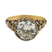 Victorian GIA 3.06 carat old European diamond 18k yellow gold engagement ring
