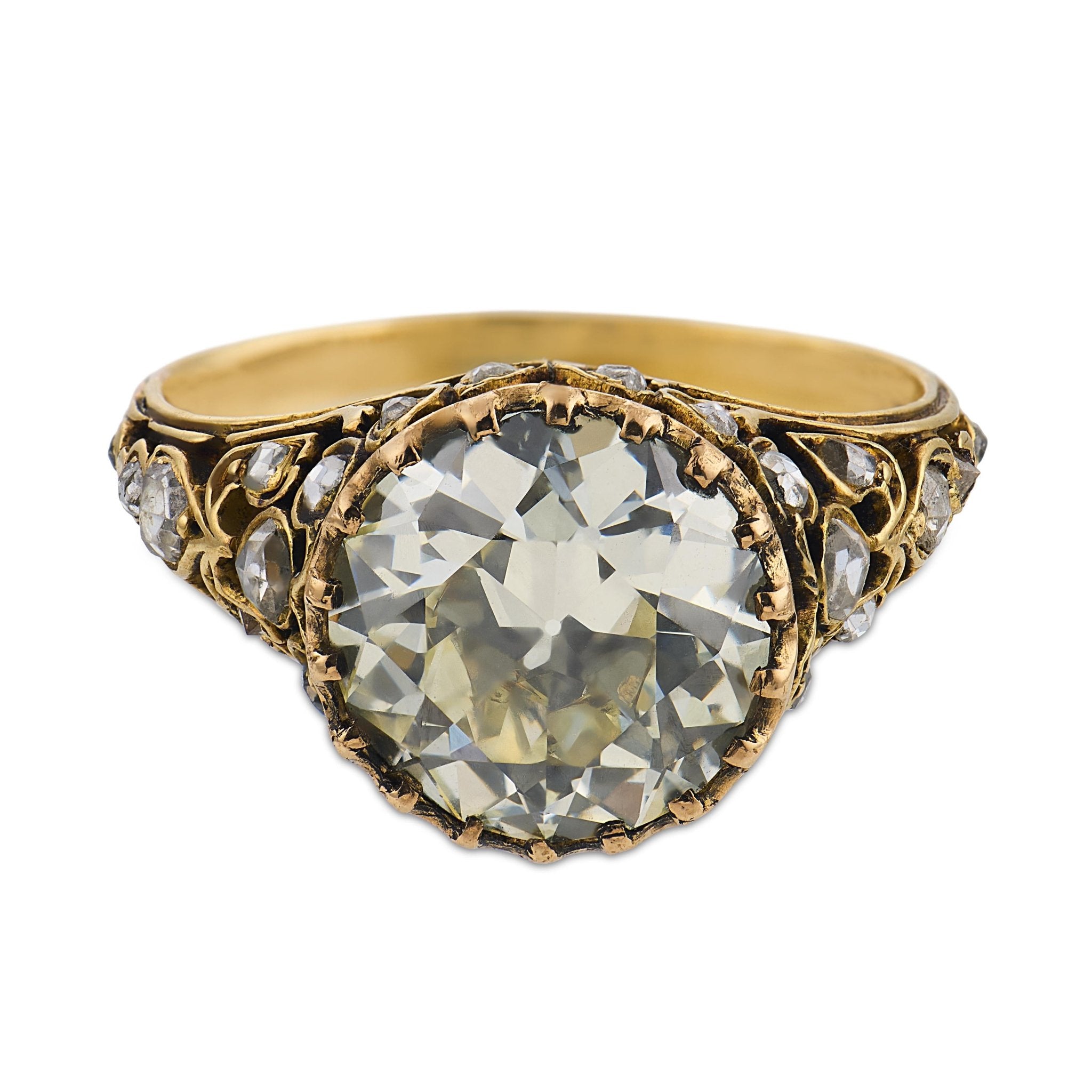 Victorian GIA 3.06 carat old European diamond 18k yellow gold engagement ring