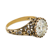 Victorian GIA 3.06 carat old European diamond 18k yellow gold engagement ring