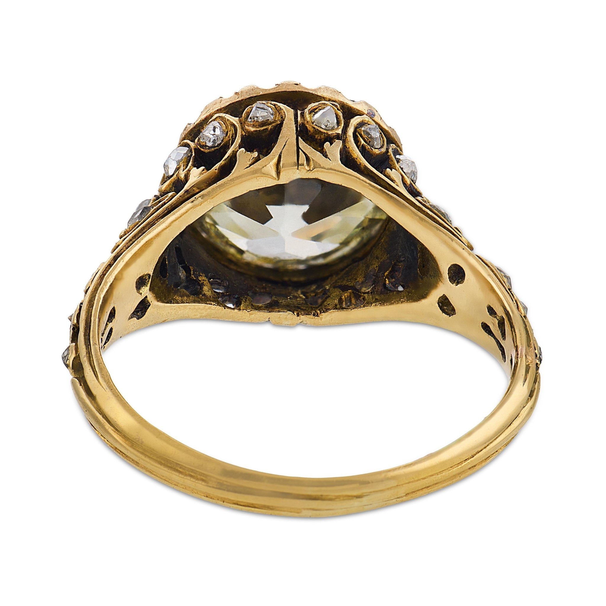 Victorian GIA 3.06 carat old European diamond 18k yellow gold engagement ring