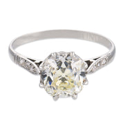 Art Deco GIA 2.23 carat old mine cut diamond platinum engagement ring