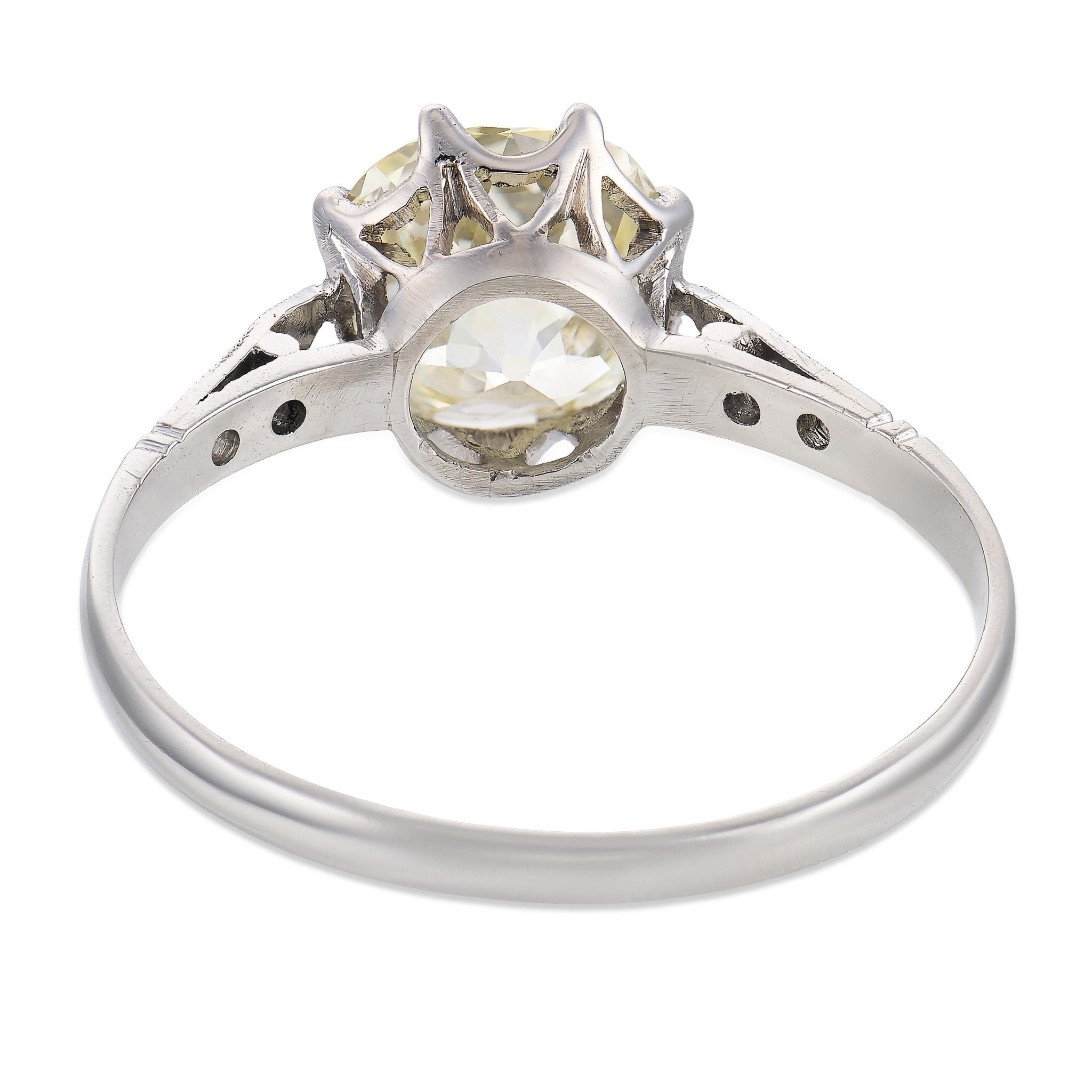 Art Deco GIA 2.23 carat old mine cut diamond platinum engagement ring