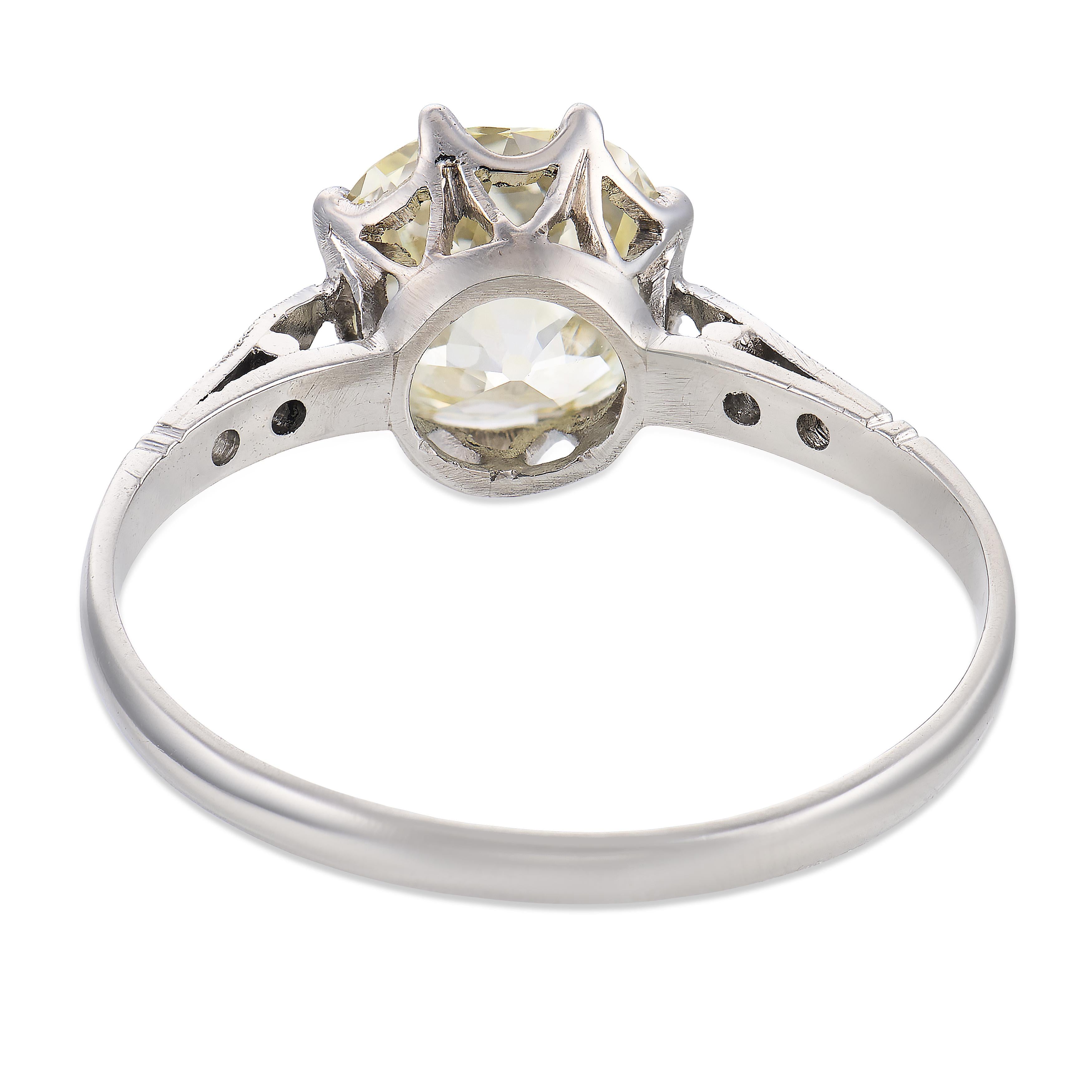 Art Deco GIA 2.23 carat old mine cut diamond platinum engagement ring