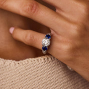Vintage GIA 1.99 carat old mine cut diamond sapphire platinum ring
