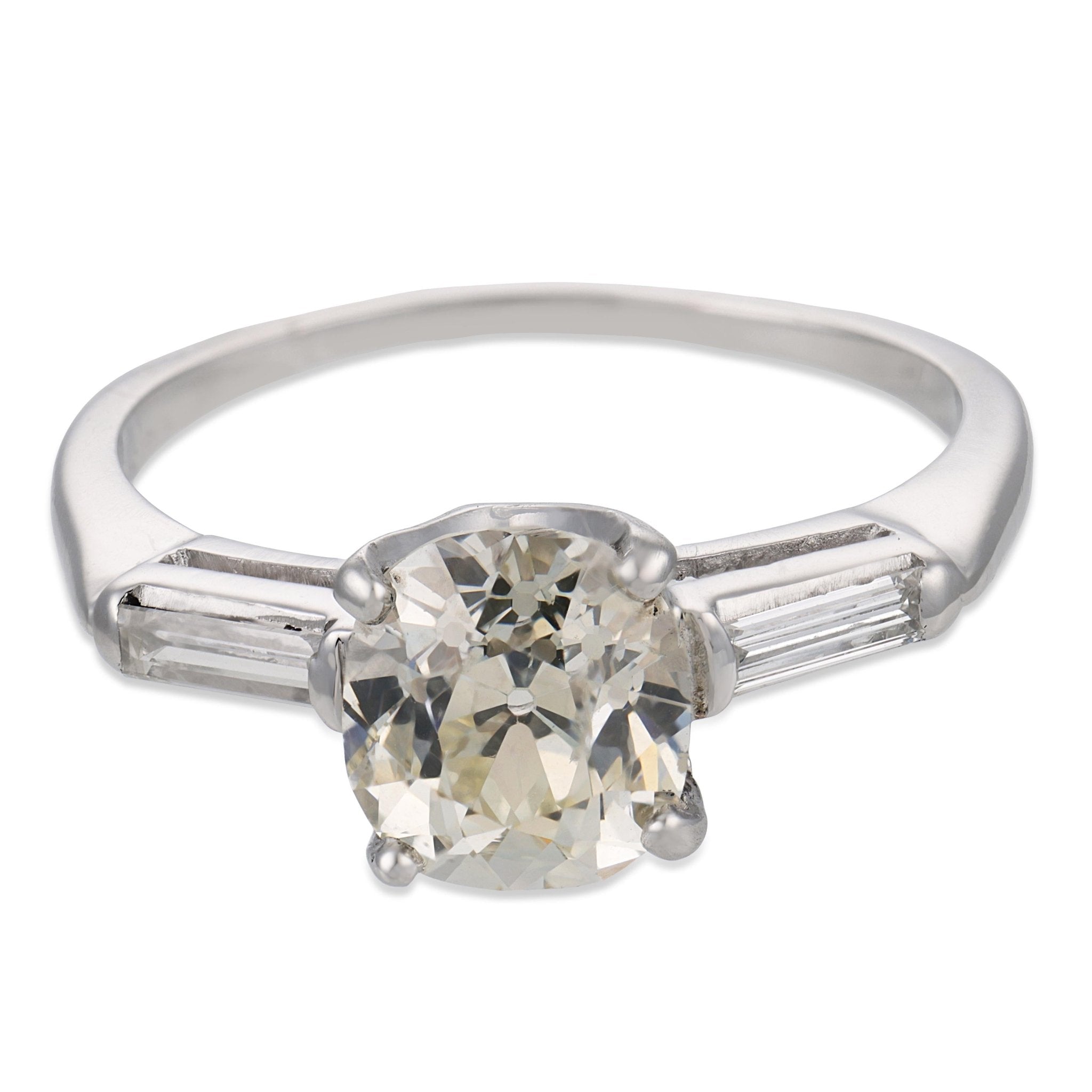 Mid Century GIA 1.80 carat diamond platinum engagement ring