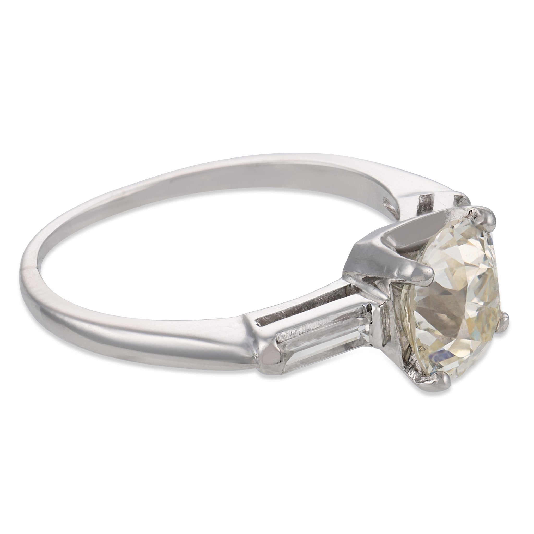 Mid Century GIA 1.80 carat diamond platinum engagement ring