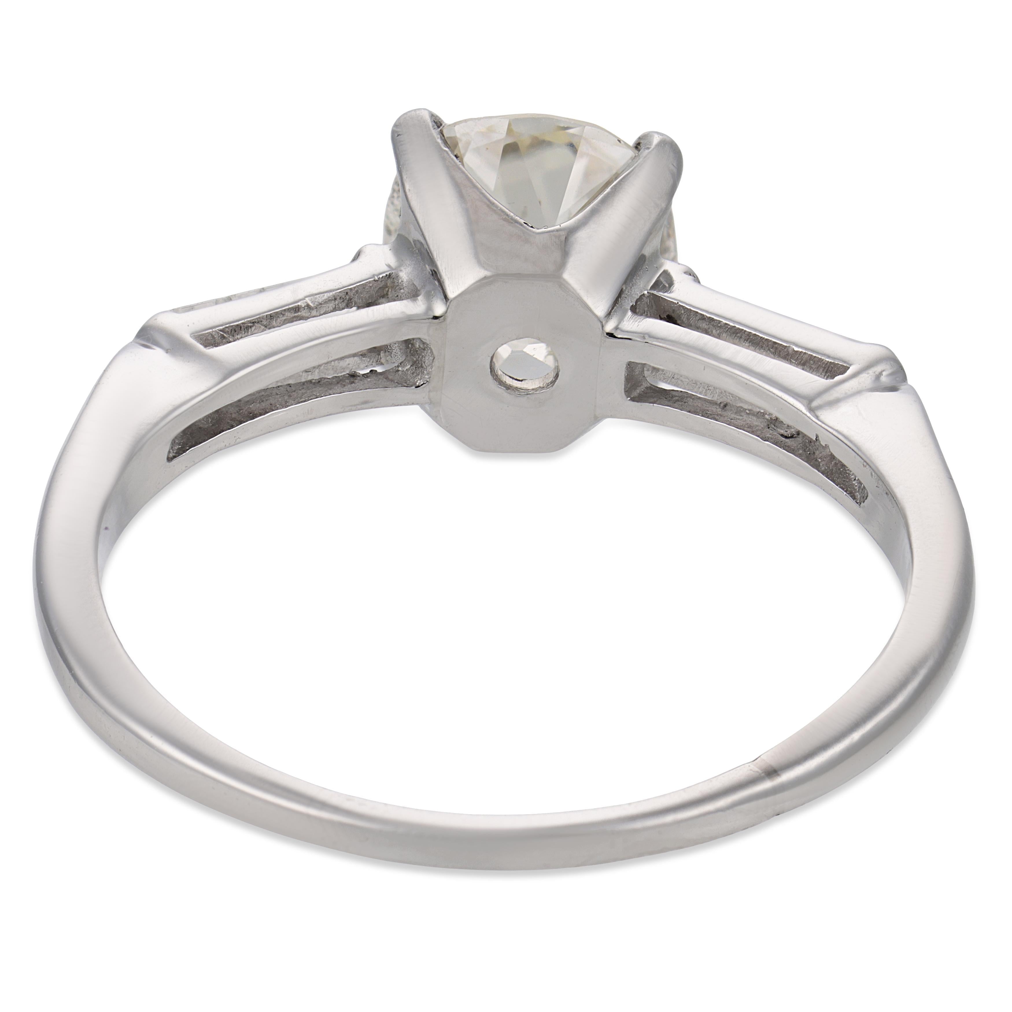 Mid Century GIA 1.80 carat diamond platinum engagement ring