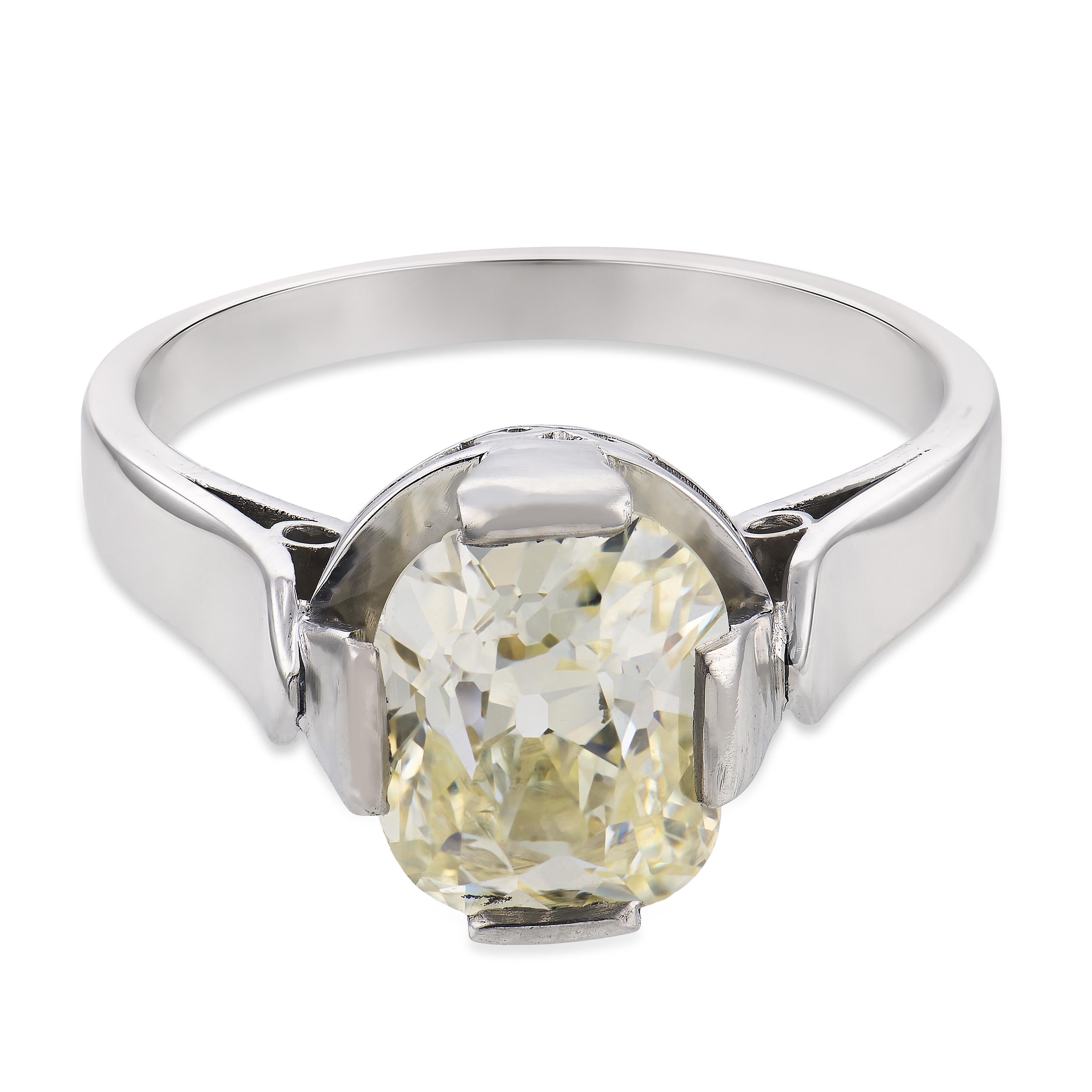 Art Deco GIA 1.53 carat old mine cut diamond platinum engagement ring