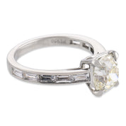 Mid Century GIA 1.81 carat old mine cut diamond platinum engagement ring