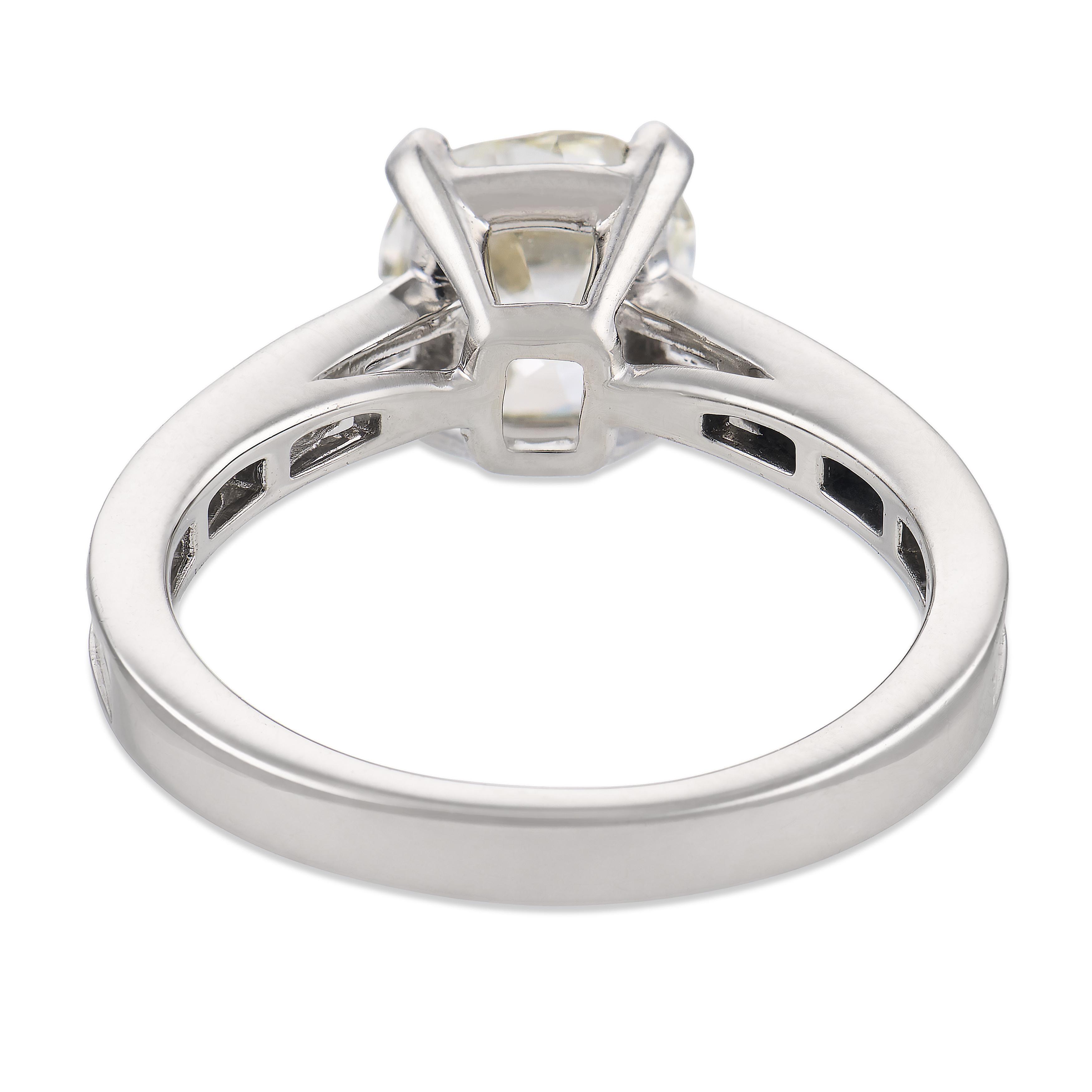 Mid Century GIA 1.81 carat old mine cut diamond platinum engagement ring