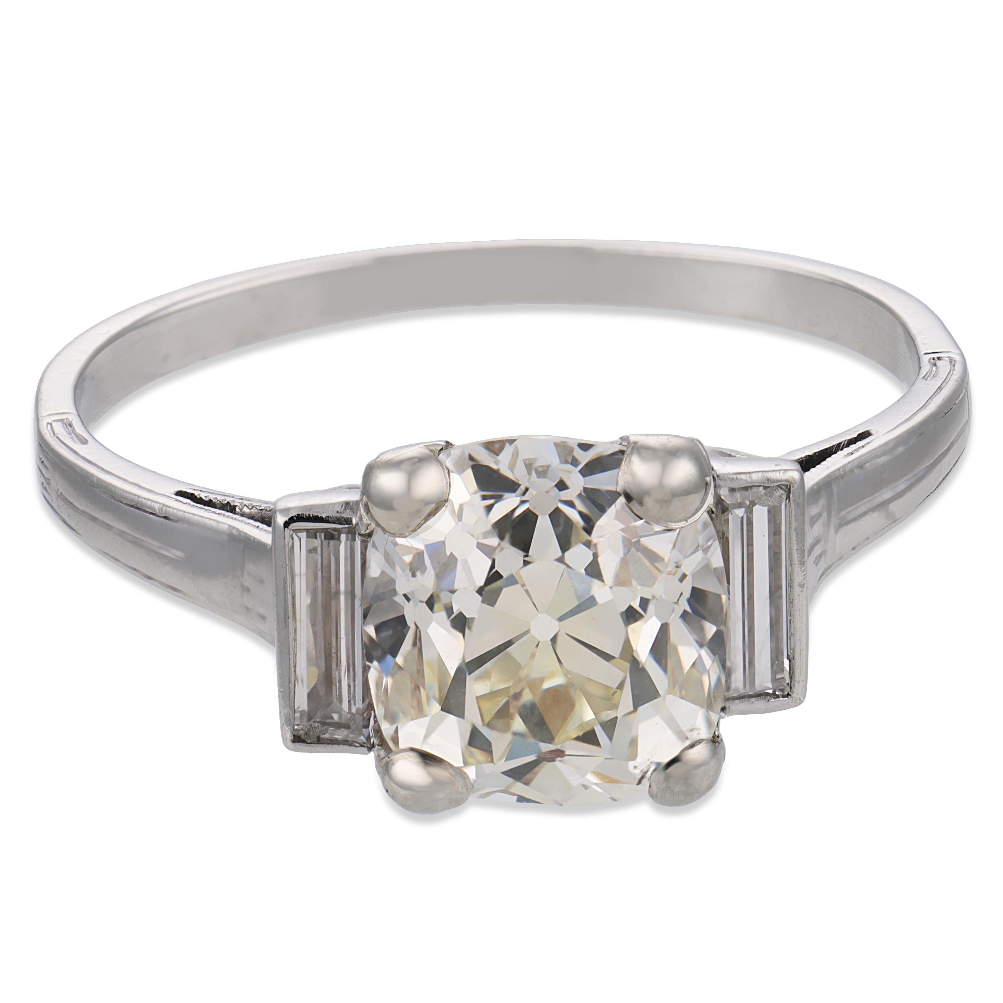 Art Deco GIA 2.19 carat diamond platinum engagement ring