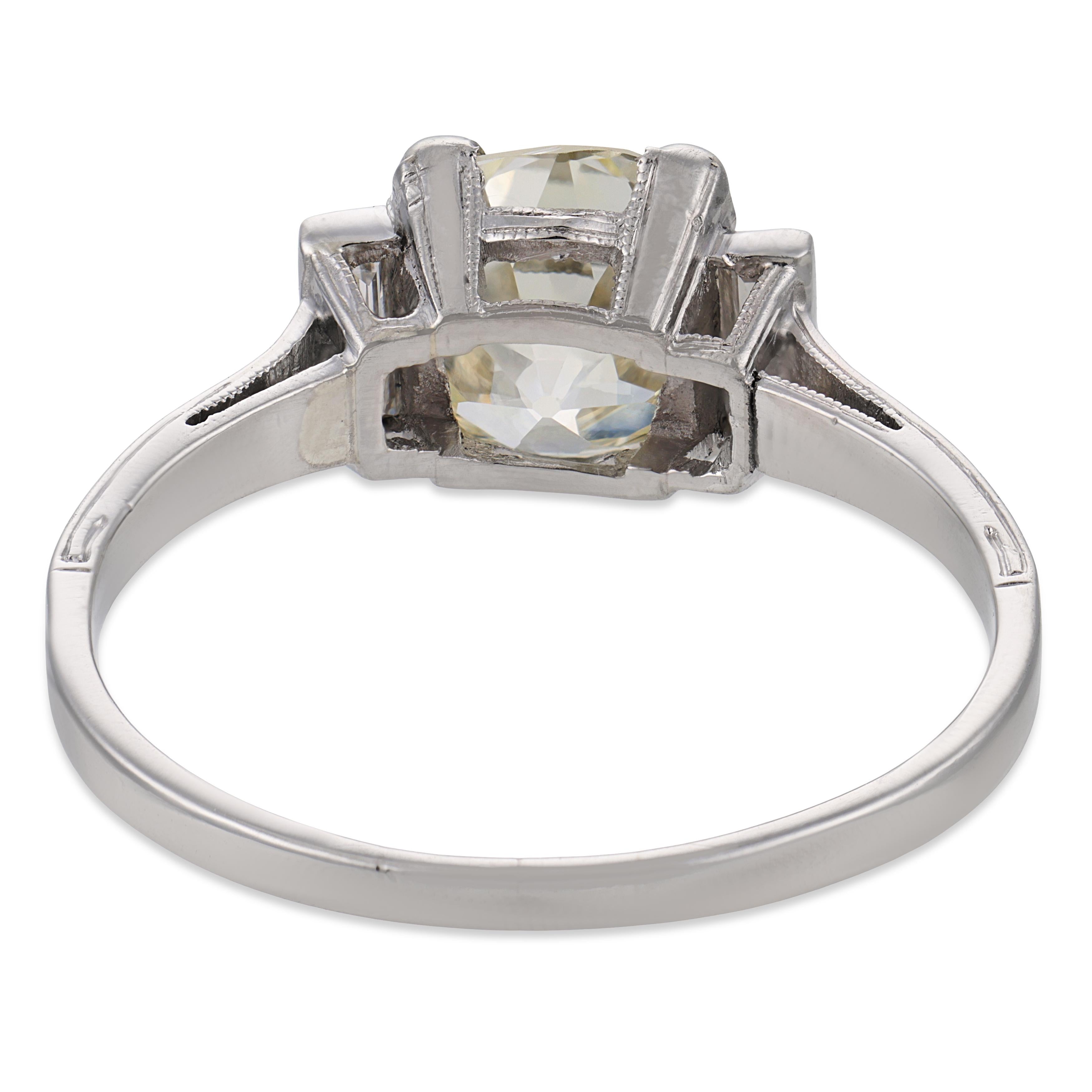 Art Deco GIA 2.19 carat diamond platinum engagement ring