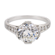 Art Deco GIA 2.14 carat old European cut diamond platinum engagement ring