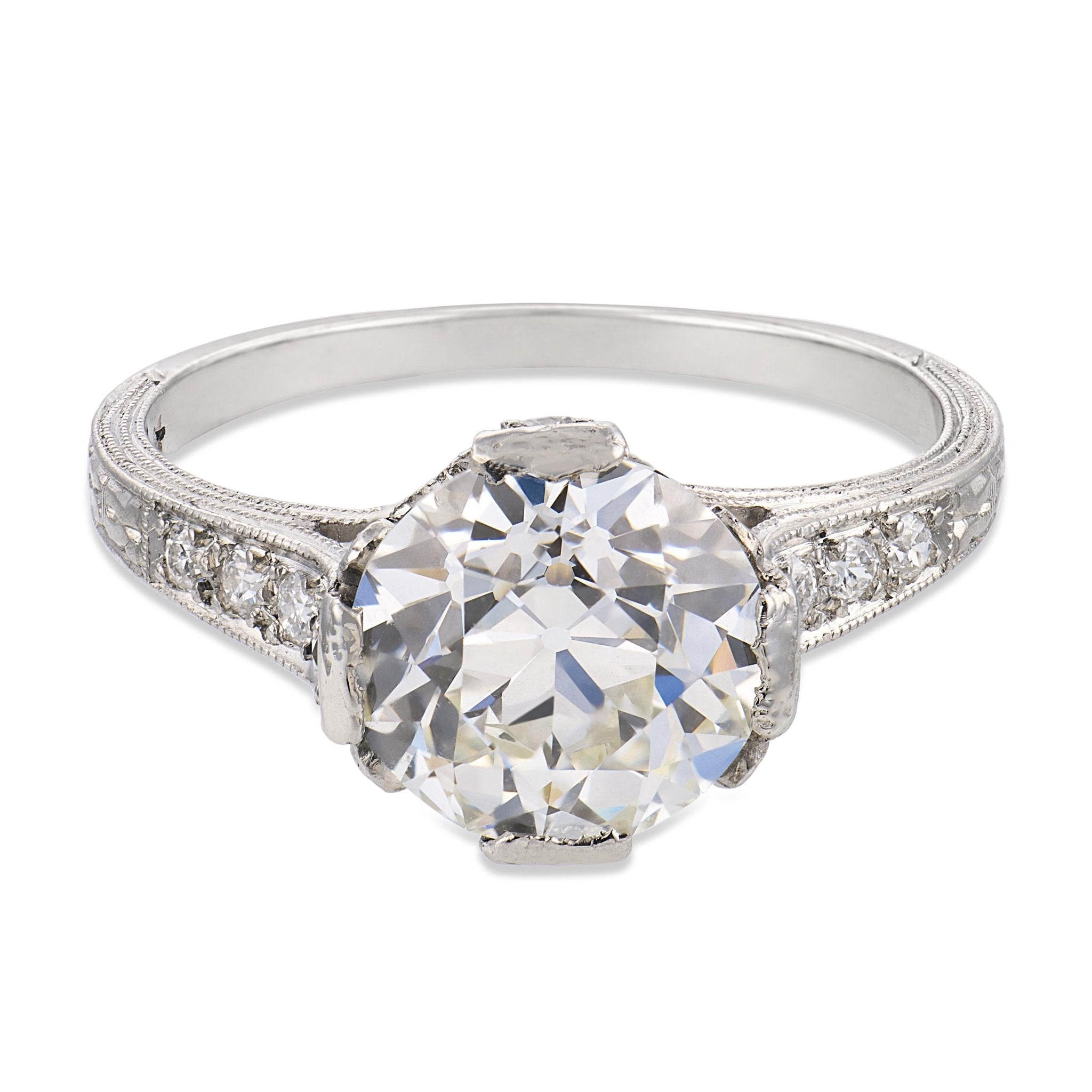 Art Deco GIA 2.14 carat old European cut diamond platinum engagement ring