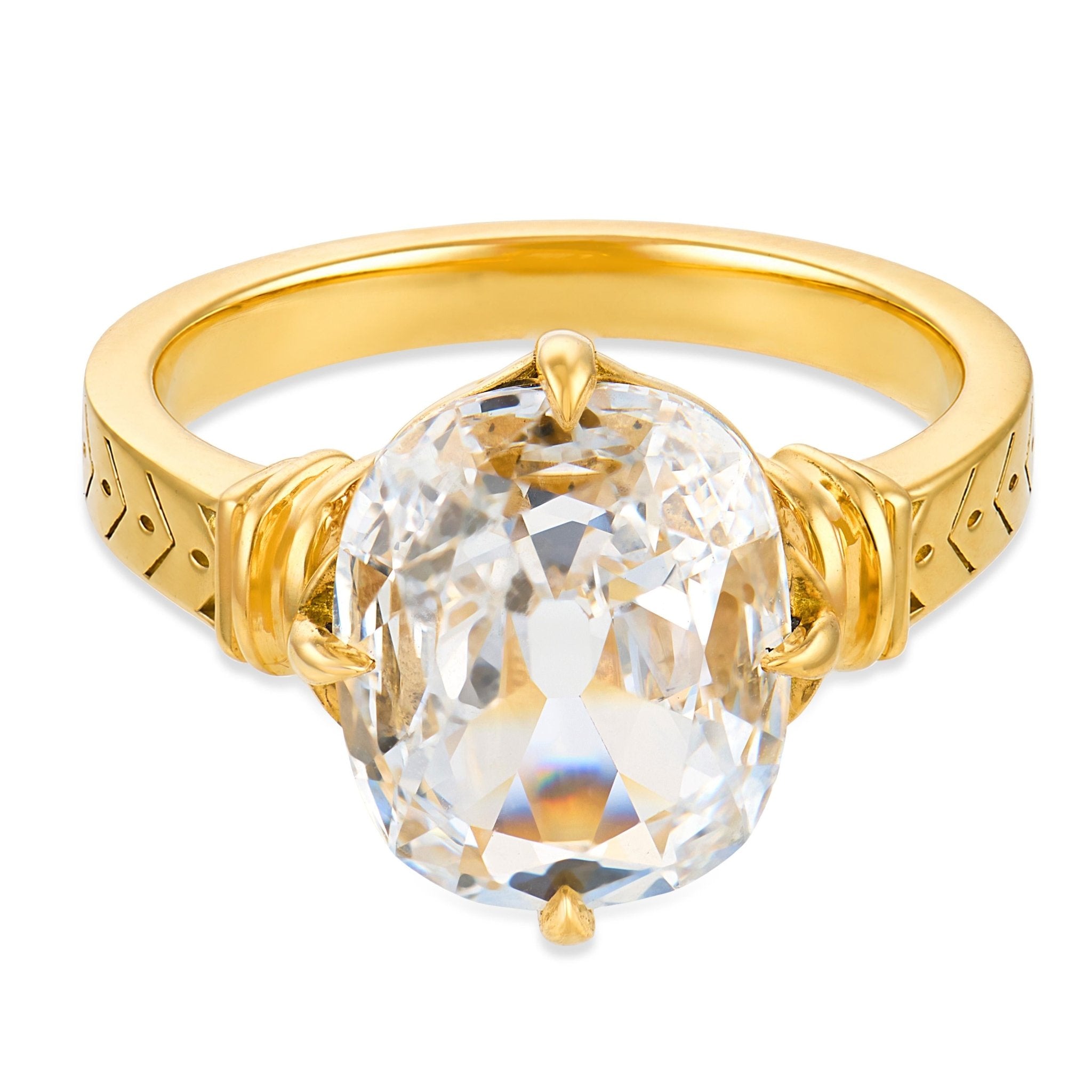 GIA 3.02 carat D VVS1 elongated cushion cut diamond 18k yellow gold ring