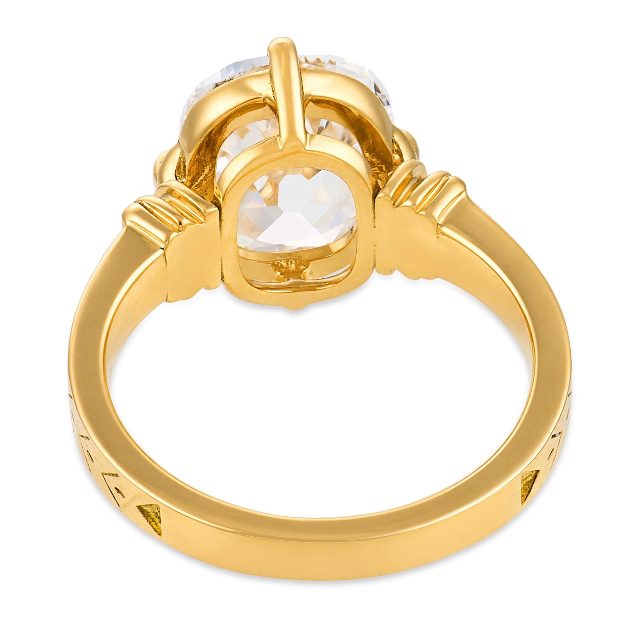 GIA 3.02 carat D VVS1 elongated cushion cut diamond 18k yellow gold ring