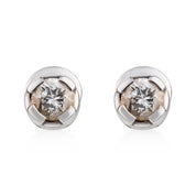 Mid Century 1.00 carat diamond 14k white gold stud earrings
