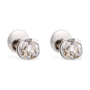 Mid Century 1.00 carat diamond 14k white gold stud earrings