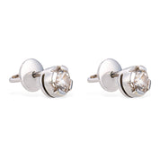 Mid Century 1.00 carat diamond 14k white gold stud earrings