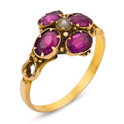 Victorian pearl amethyst 14k yellow gold ring