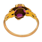 Victorian pearl amethyst 14k yellow gold ring