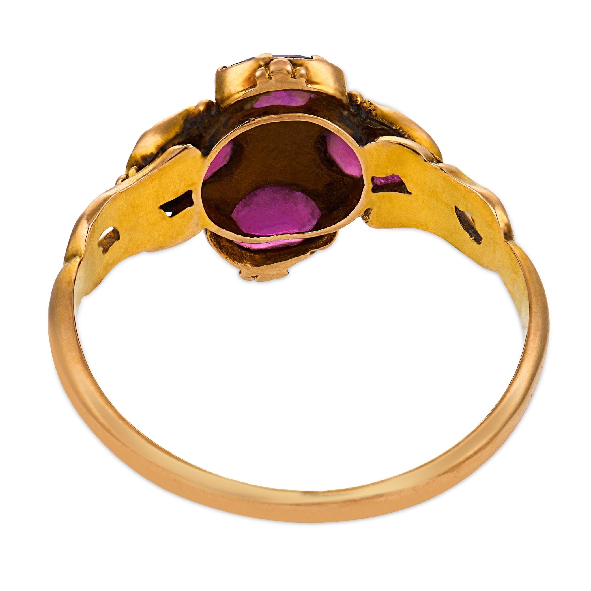 Victorian pearl amethyst 14k yellow gold ring