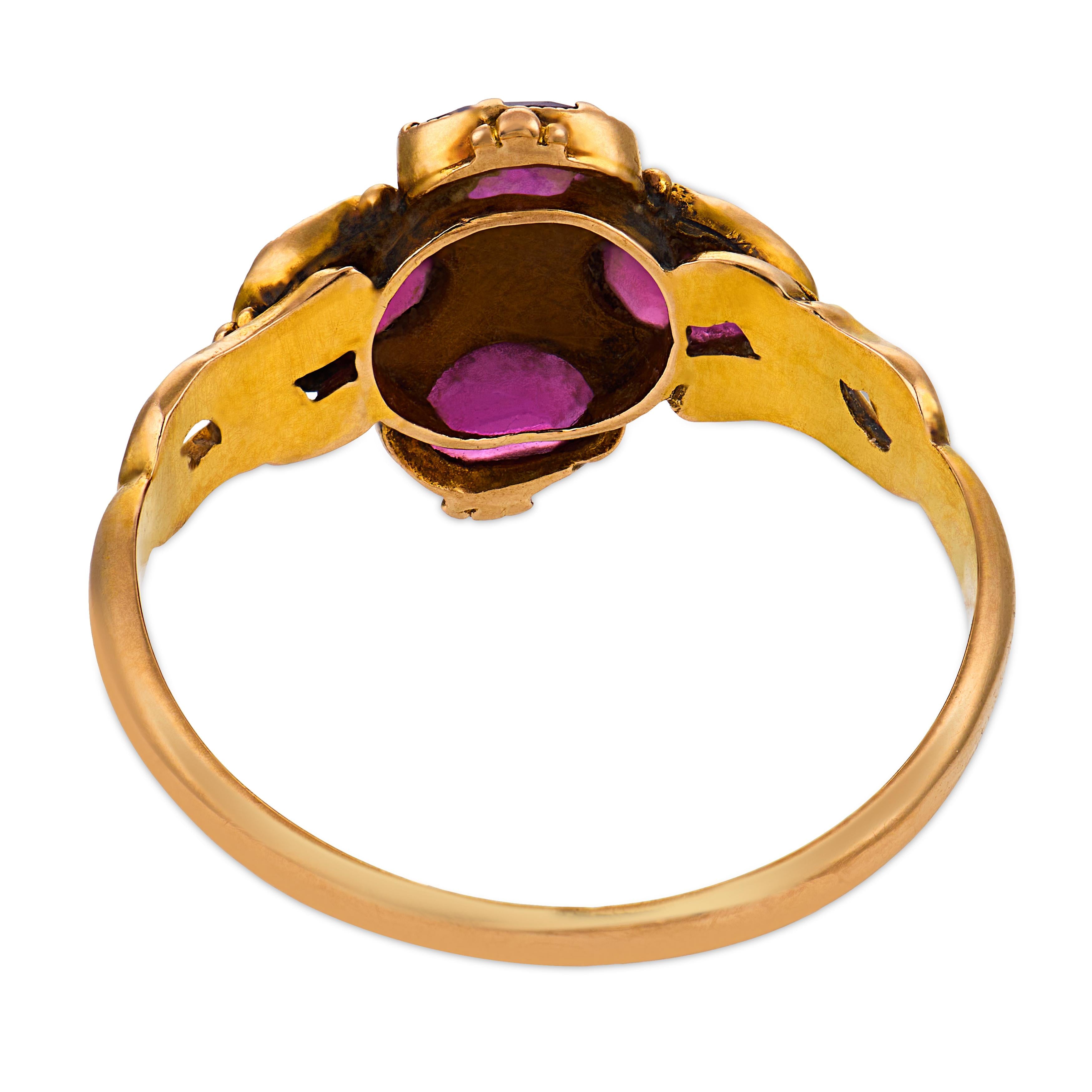 Victorian pearl amethyst 14k yellow gold ring