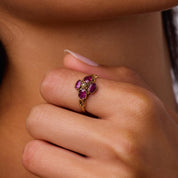 Victorian pearl amethyst 14k yellow gold ring