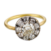Georgian old cut diamond 18k yellow gold silver cluster ring