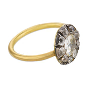 Georgian old cut diamond 18k yellow gold silver cluster ring