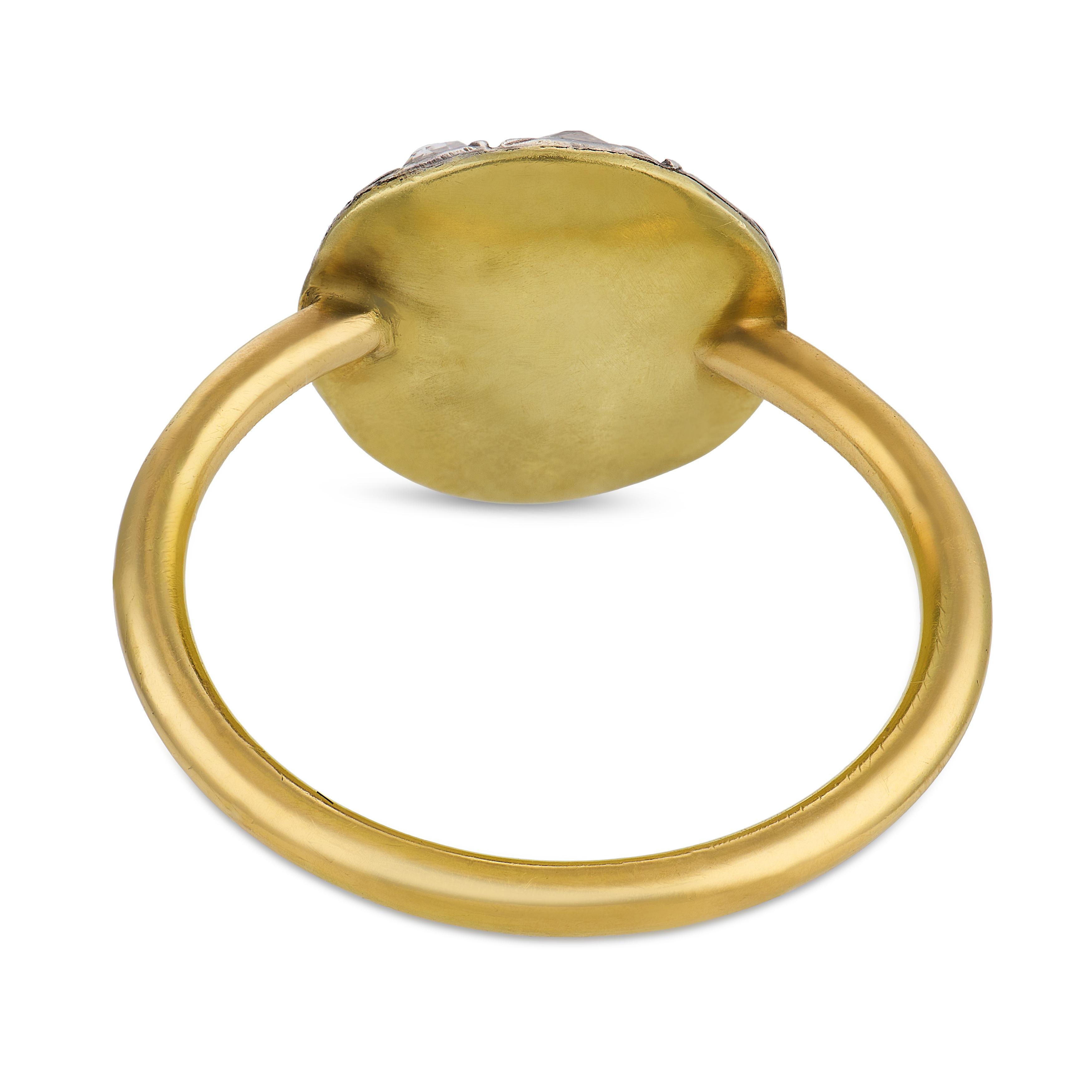 Georgian old cut diamond 18k yellow gold silver cluster ring