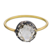 Victorian 1.00 carat old mine cut diamond 18k yellow gold silver solitaire ring