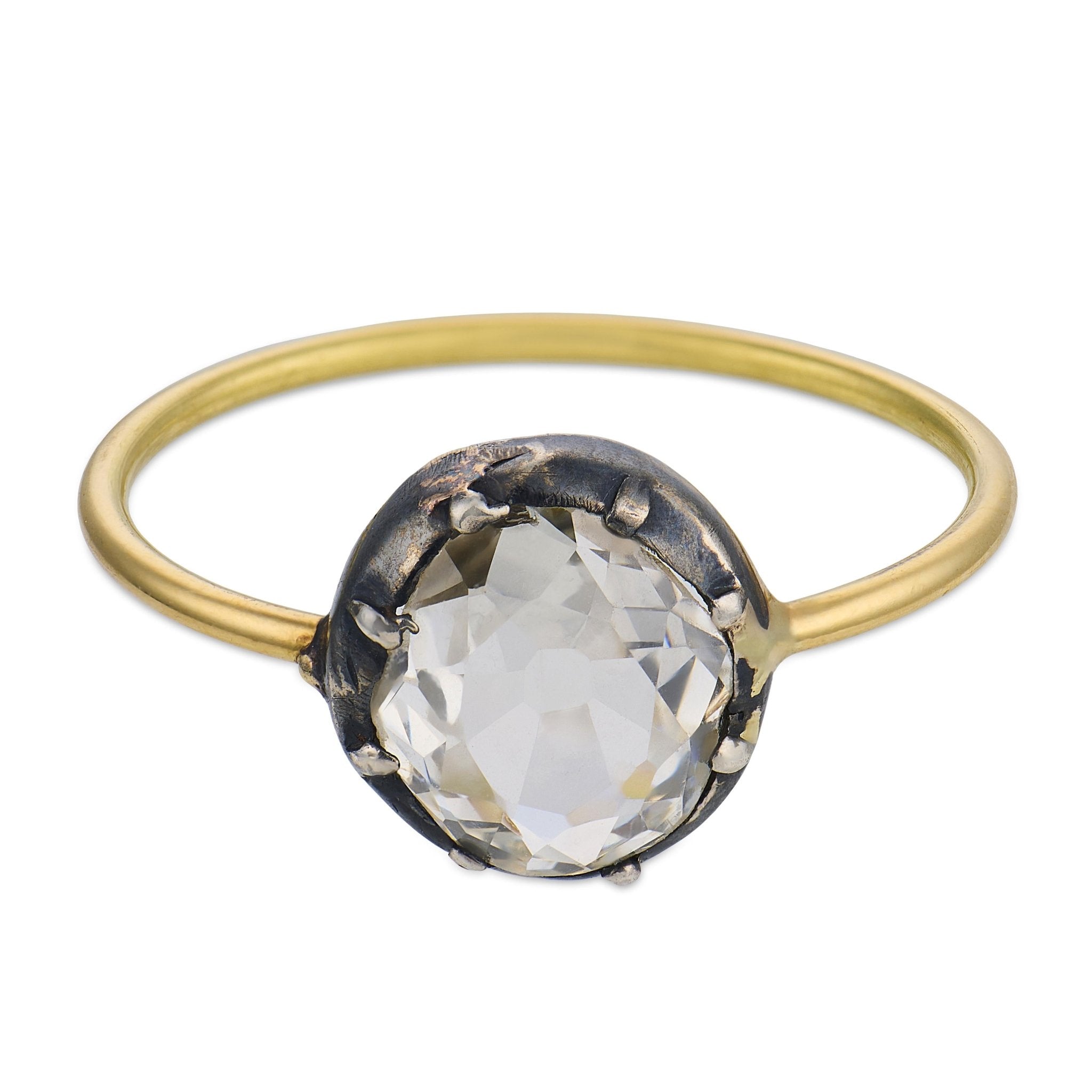 Victorian 1.00 carat old mine cut diamond 18k yellow gold silver solitaire ring