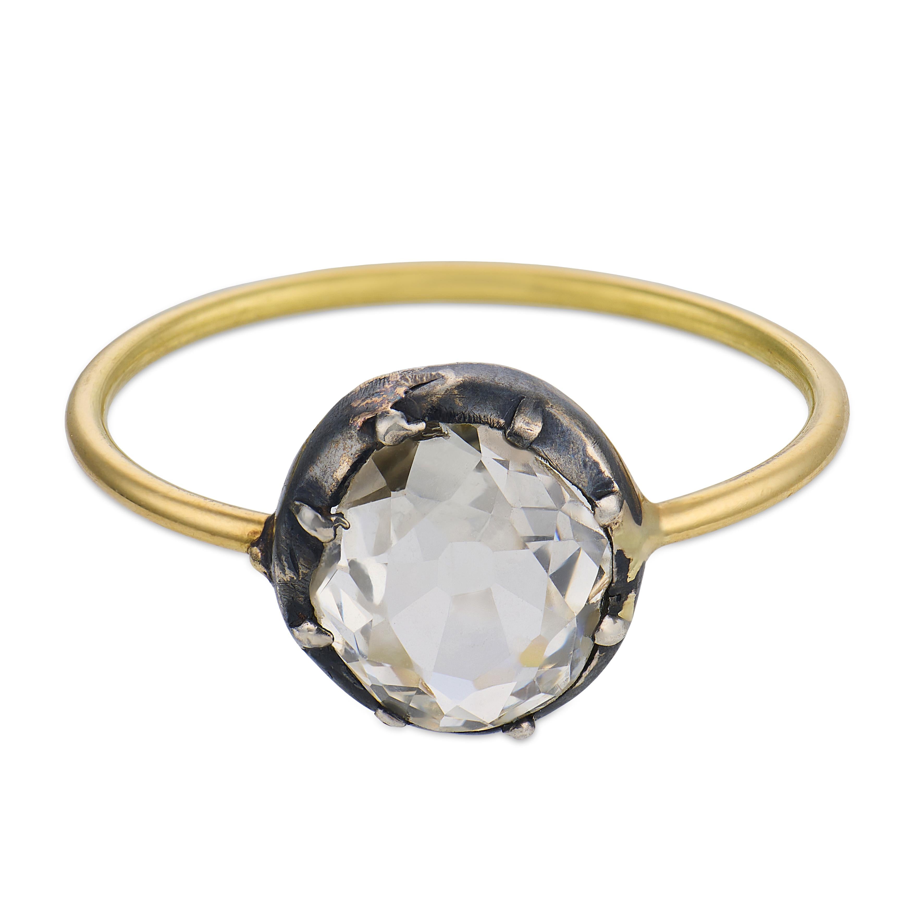 Victorian 1.00 carat old mine cut diamond 18k yellow gold silver solitaire ring