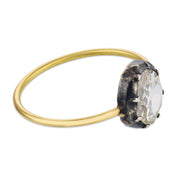 Victorian 1.00 carat old mine cut diamond 18k yellow gold silver solitaire ring