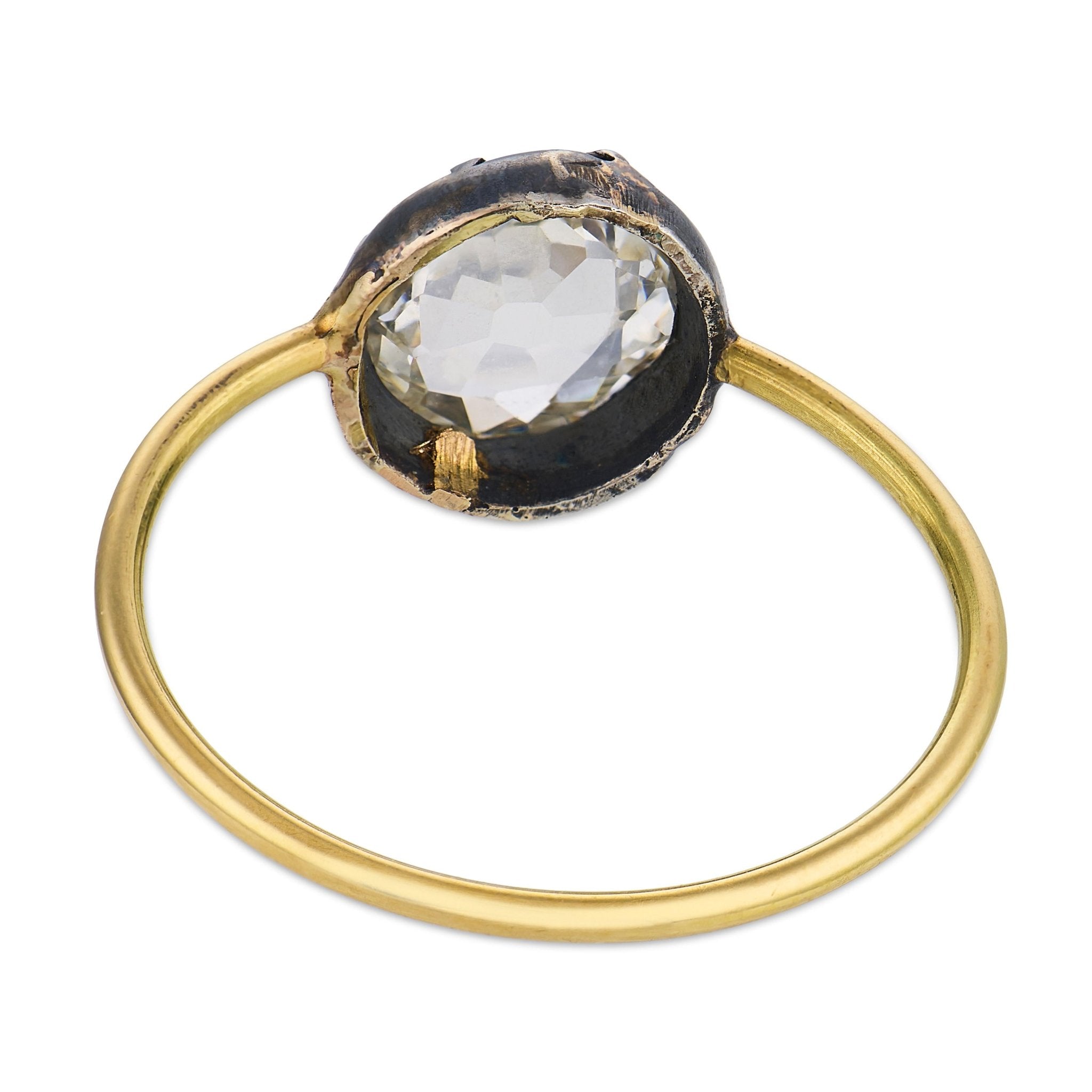 Victorian 1.00 carat old mine cut diamond 18k yellow gold silver solitaire ring