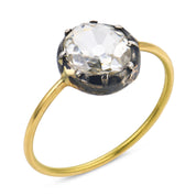 Victorian 1.00 carat old mine cut diamond 18k yellow gold silver solitaire ring