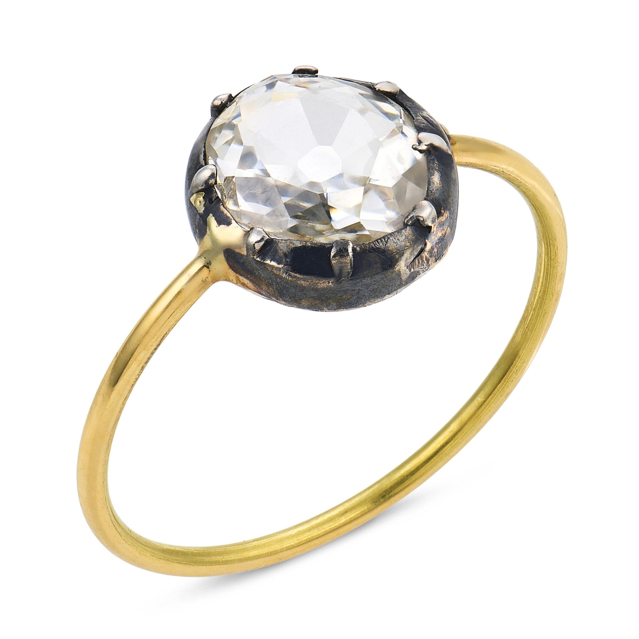 Victorian 1.00 carat old mine cut diamond 18k yellow gold silver solitaire ring