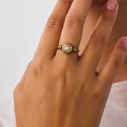 Victorian diamond 18k yellow gold enamel cluster ring
