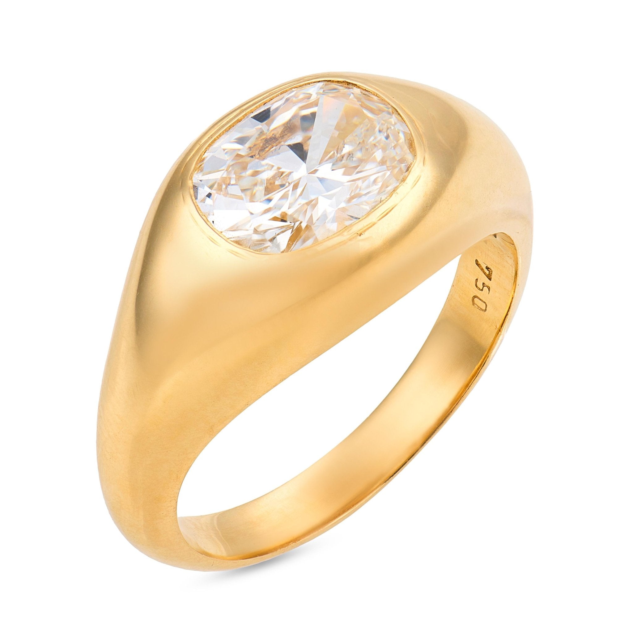 Vintage 1.76 carat cushion cut diamond 18k yellow gold engagement ring
