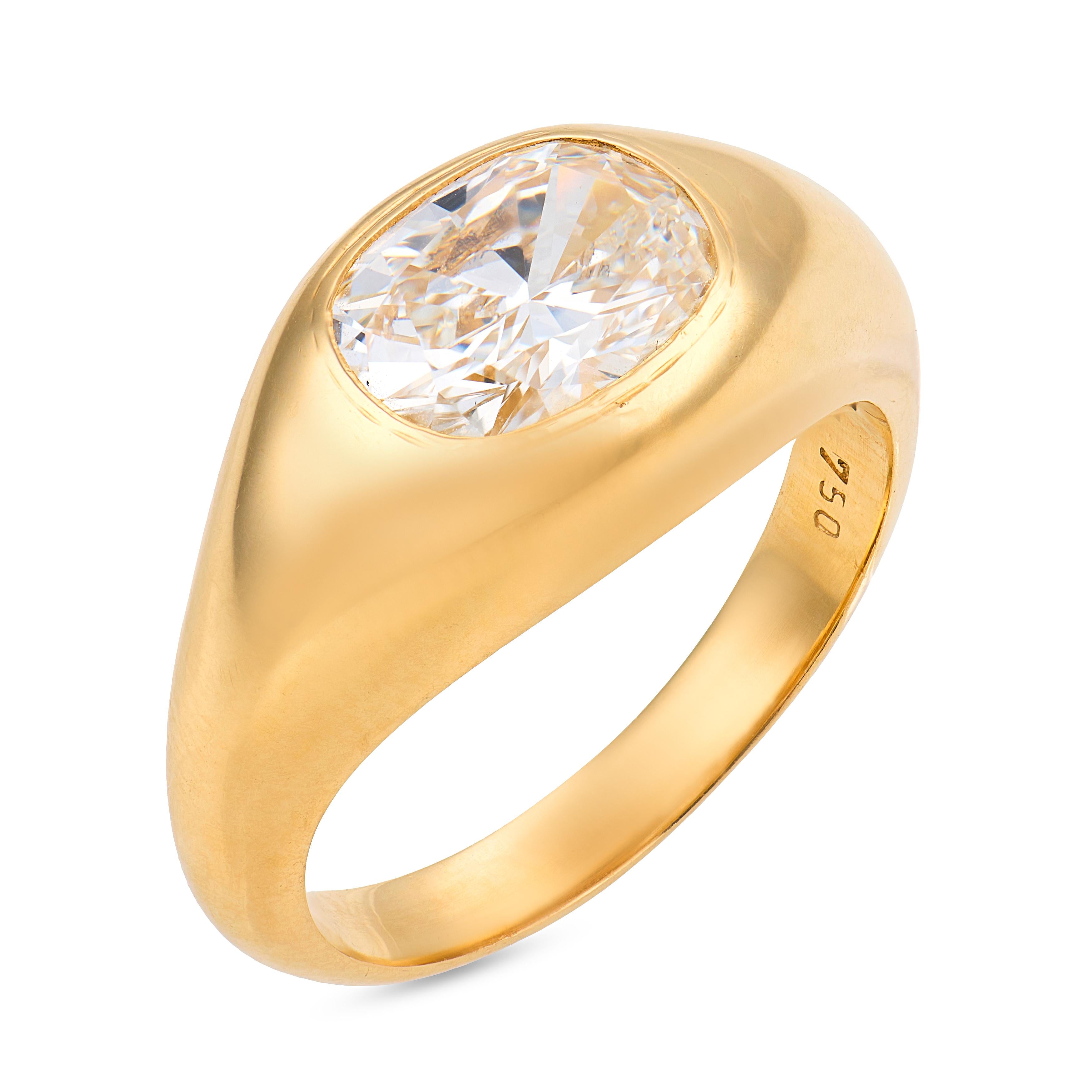 Vintage 1.76 carat cushion cut diamond 18k yellow gold engagement ring